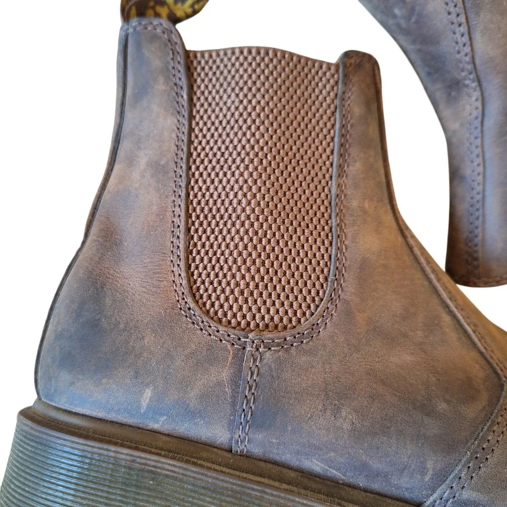 Dr Martens 2976 Brown Crazy Horse Leather Chelsea Boot Pull On Mens 7